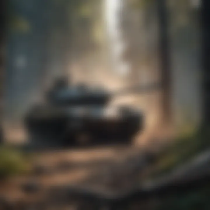 Tank battles in a dense forest