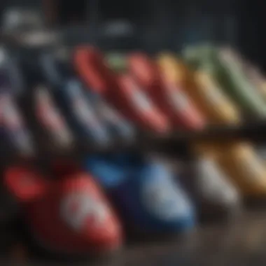 A collection of Avengers slippers displayed in various styles and colors.