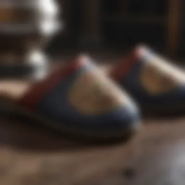 A detailed view of the materials used in crafting Avengers slippers.