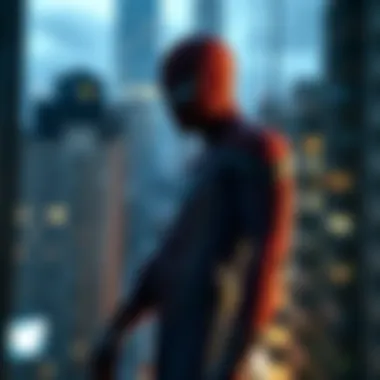 The Amazing Spider-Man: Urban Landscape A visually striking representation of The Amazing Spider-Man on a cityscape backdrop