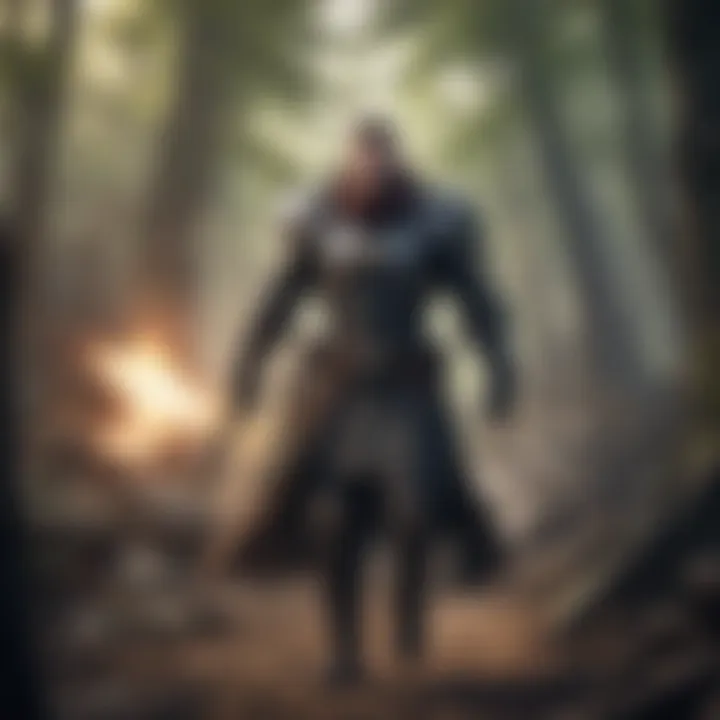 An action-packed scene from a visually stunning RPG highlighting character design and effects.