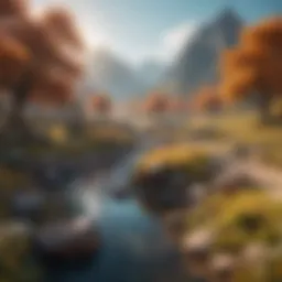 A breathtaking landscape from an adventure game showcasing vibrant colors and intricate details.