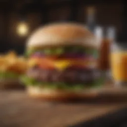 An inviting classic burger on a rustic wooden table