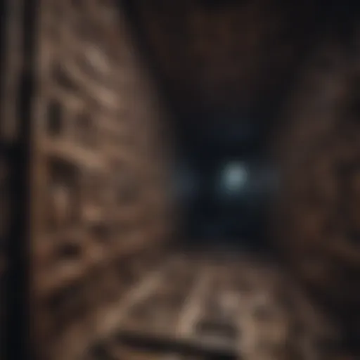 An intricate maze with eerie shadows representing the complexity of scary puzzles.