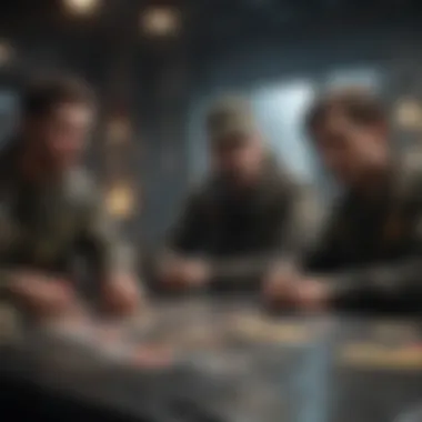 A competitive gaming scene featuring players utilizing cards in a Call of Duty match.