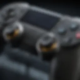Close-up of a custom PS4 gaming controller showcasing advanced features