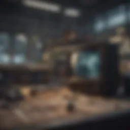 A dynamic scene depicting the intersection of gaming and television narratives.
