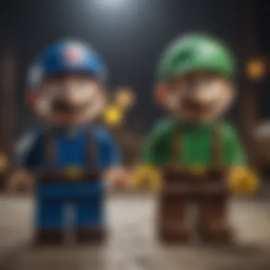 Detailed character designs of LEGO Mario and Luigi