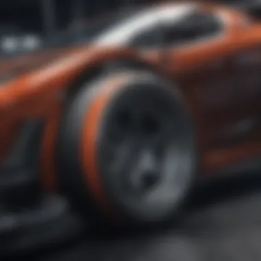 A close-up of high-performance car components, highlighting engineering precision and technology