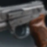 A detailed close-up of a phaser pistol