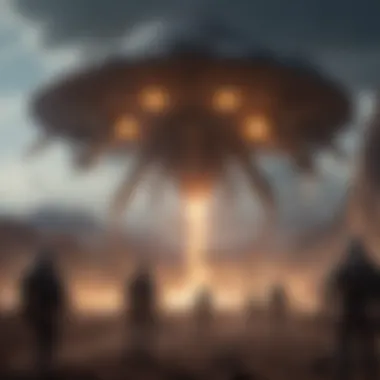 Concept Art of Alien Invaders Concept artwork depicting the alien invaders and their spacecraft