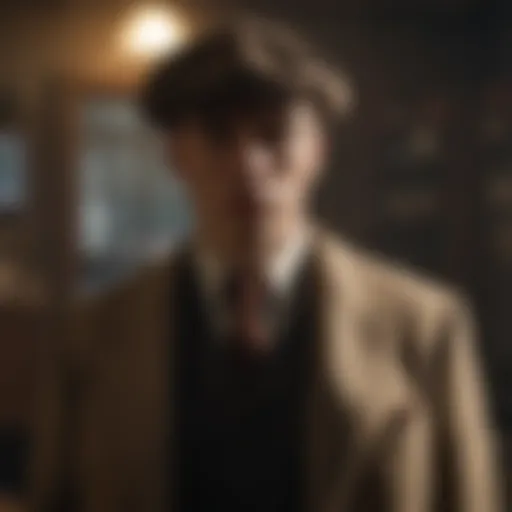 Thomas Shelby standing in a dimly lit room