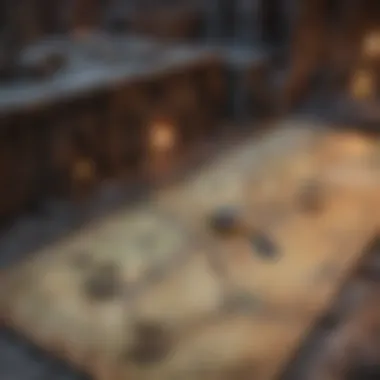Strategic Adventure Mapping Intricate map with hidden pathways and treasure locations
