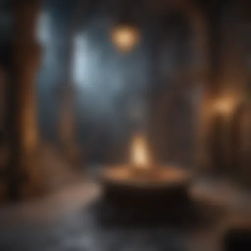 Mystical dungeon setting with ethereal lighting