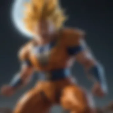 Super Saiyan transforming under moonlit sky