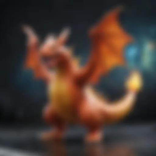 Illustration showing a holographic Charizard Pokemon card
