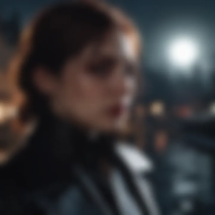 Vampire facing a moral dilemma under moonlight