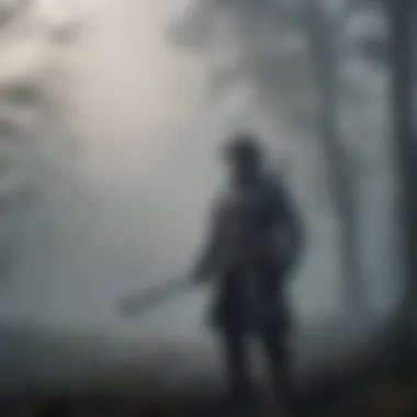 Van Helsing standing amidst swirling mist with crossbow ready