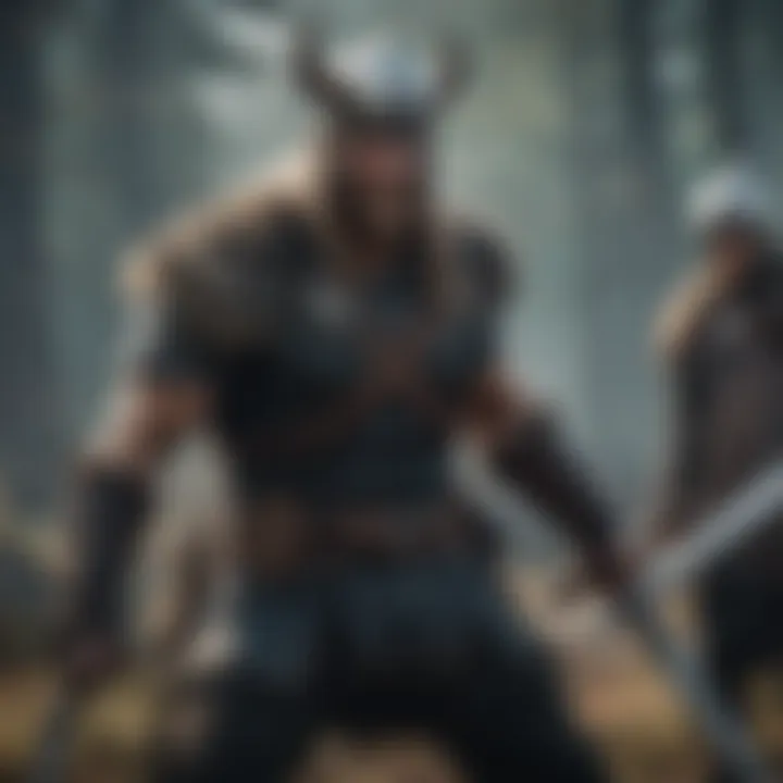 Viking warrior in battle stance