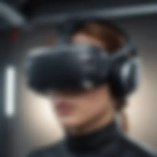 A futuristic virtual reality headset showcasing advanced technology