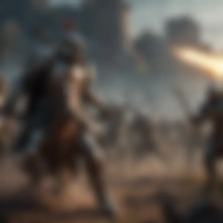 An intense battle scene depicting strategic gameplay mechanics