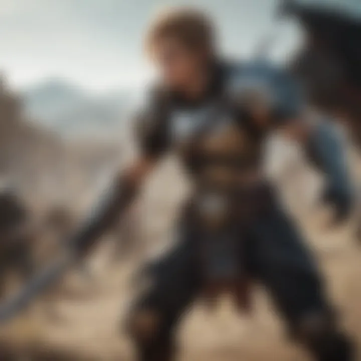 Warrior facing a formidable adversary in Final Fantasy Origin demo