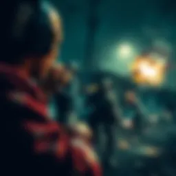 A thrilling scene from a zombie survival game featuring intense action